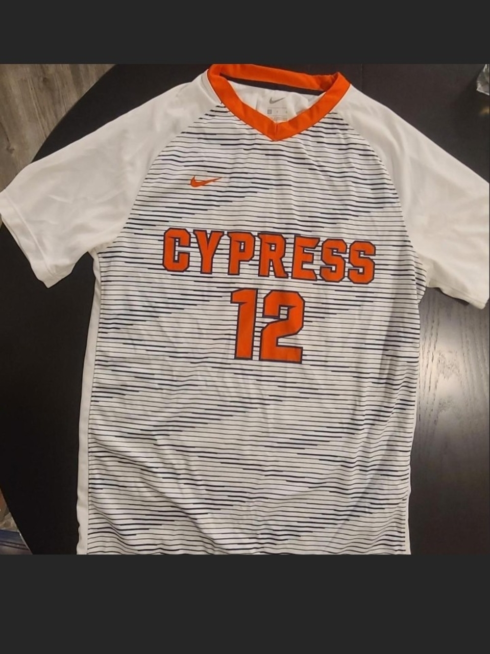 Nike Cypress Team Jersey Top in White & Orange, Size Women's Med